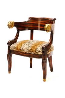 Appraisal: English Regency Calamander Lion's Head Chair English mid th century