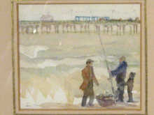 Appraisal: Watercolour on paper fishing scene indistinctly signed bottom left cm