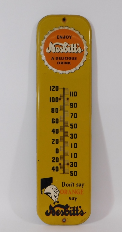 Appraisal: NESBITT'S ORANGE SODA ADVERTISING THERMOMETER United States th CenturyRaised bottle