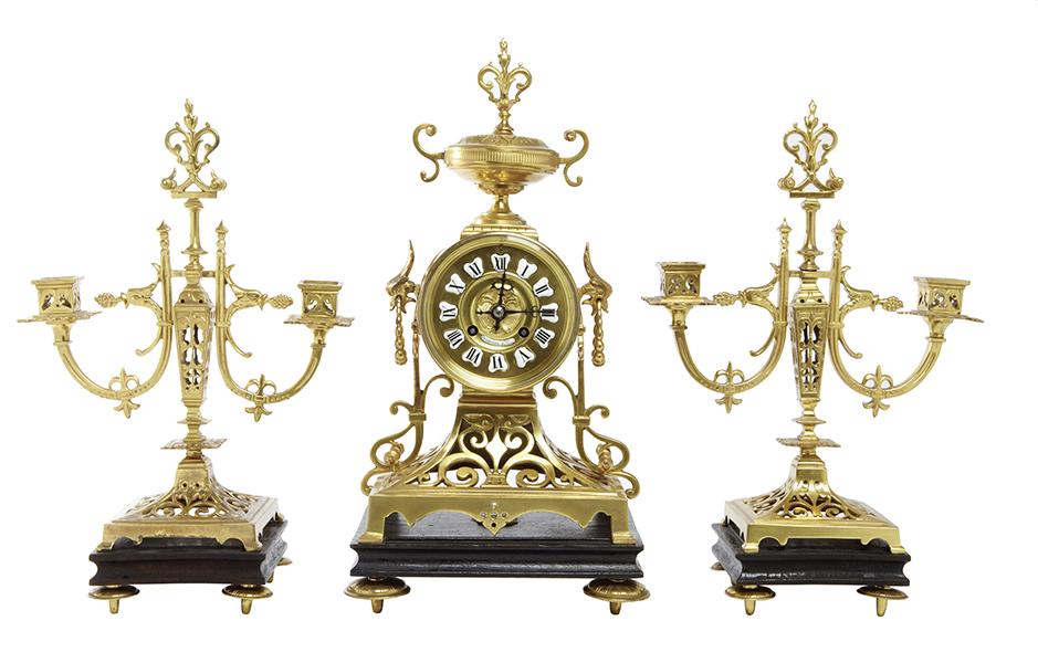 Appraisal: A NAPOLEON III CLOCK GARNITURE TH CENTURY BY CHARLES GAUTIER