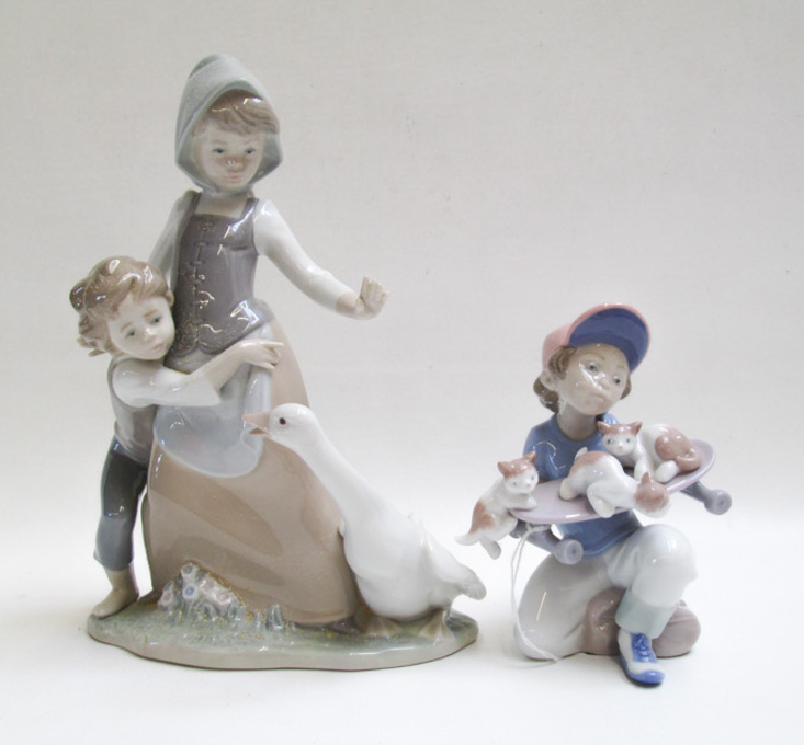 Appraisal: TWO LLADRO PORCELAIN FIGURINES Little Riders by sculptor Salvador Debon