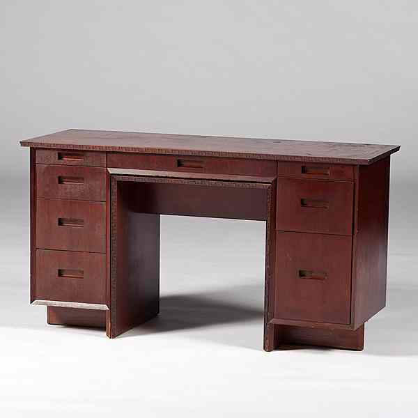 Appraisal: Frank Lloyd Wright Desk American ca s A Frank Lloyd