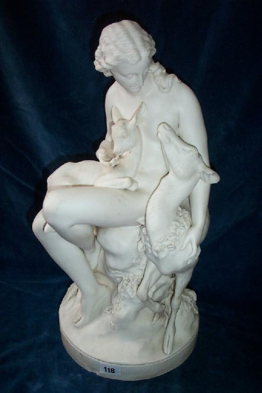 Appraisal: A Victorian Parian ware group of a wood nymph modelled