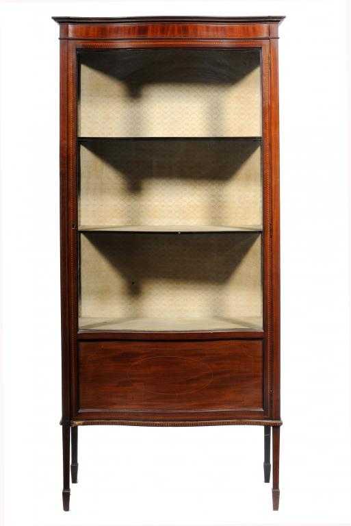 Appraisal: AN EDWARD VII MAHOGANY AND LINE INLAID SERPENTINE CABINET with