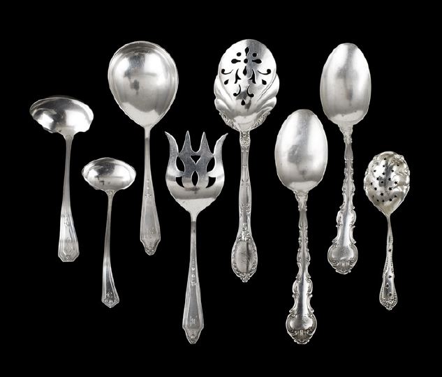 Appraisal: Eight American Assorted Sterling Silver Serving Pieces first quarter th