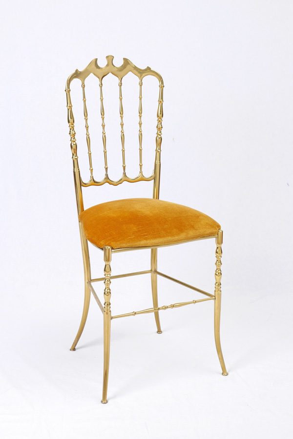 Appraisal: ITALIAN BRASS CHIAVARI SIDE CHAIR th century cast brass frame