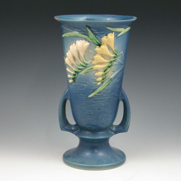 Appraisal: Roseville blue Freesia vase Marked Roseville USA - Two chips