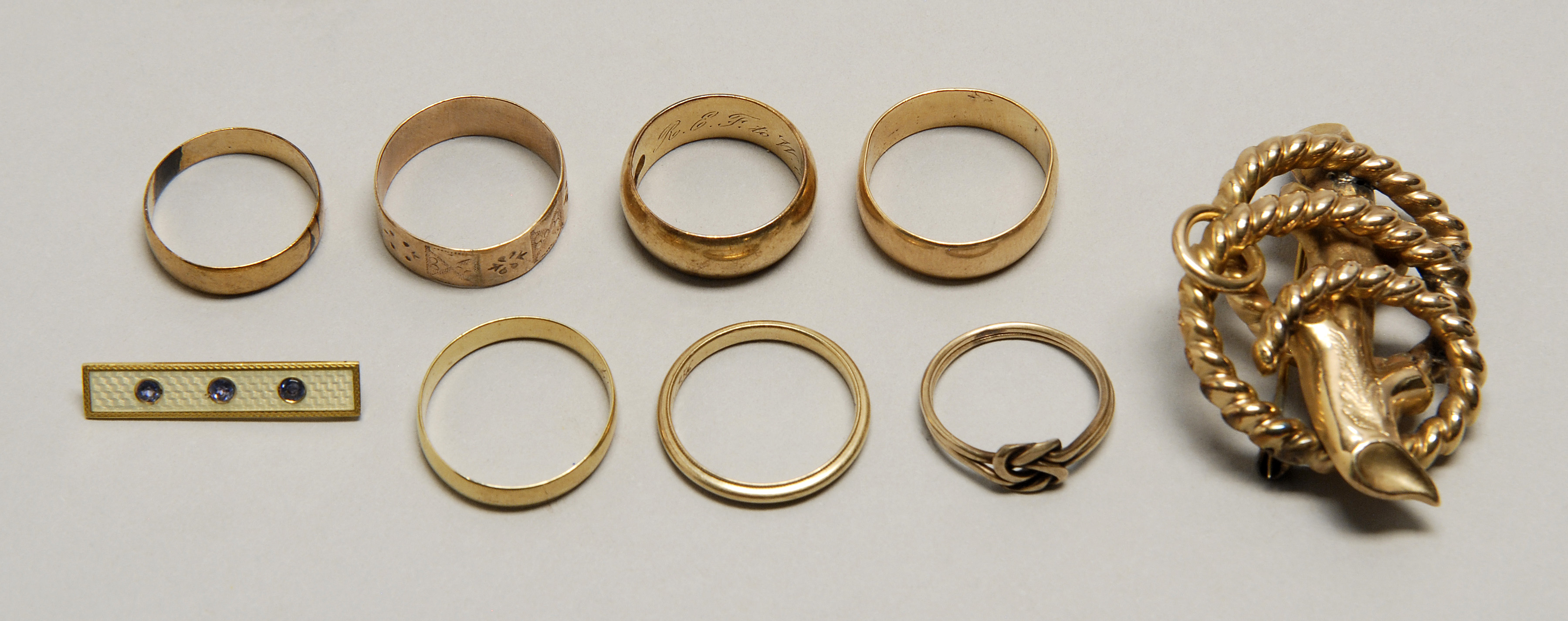 Appraisal: NINE PIECES OF MOSTLY GOLD JEWELRY - Three antique kt