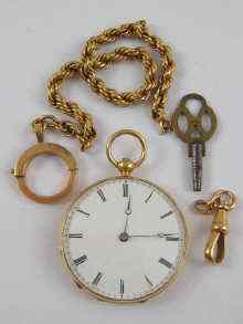 Appraisal: An ct gold French lady's th century fob watch engraved