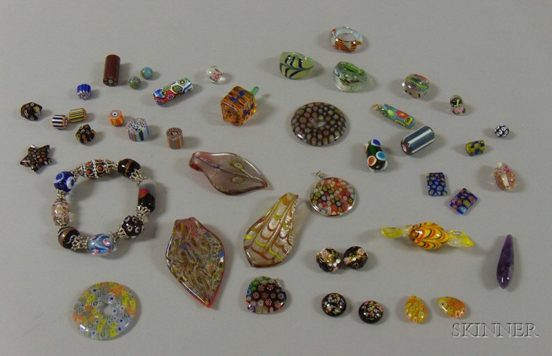 Appraisal: Lot of Venetian Glass Jewelry and Small Articles including beads