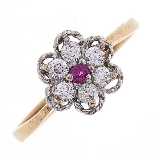 Appraisal: A ruby and white stone cluster ring in ct gold