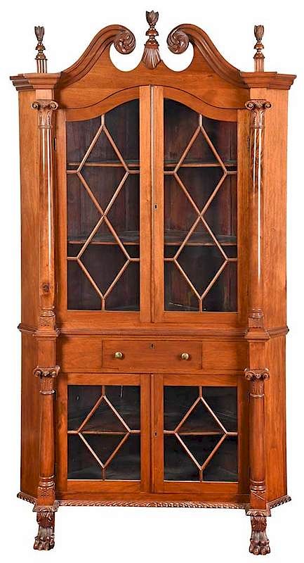 Appraisal: Chippendale Style Carved Walnut Corner Cupboard American late th century