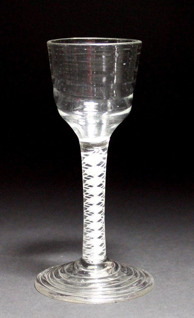 Appraisal: A Lynn' wine glass circa the ribbed ogee bowl raised