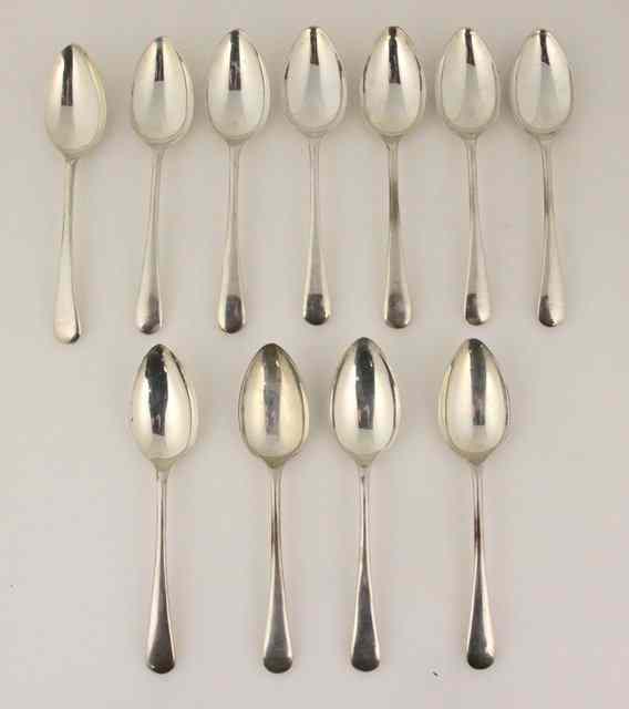 Appraisal: A set of eleven silver teaspoons Sheffield Old English pattern