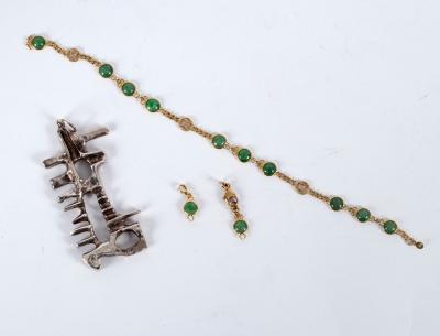 Appraisal: A modernist Maltese silver pendant standard and a jade set