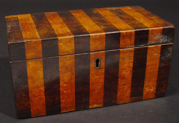 Appraisal: th century crossbanded mahogany twin-divisional tea caddy cm in length