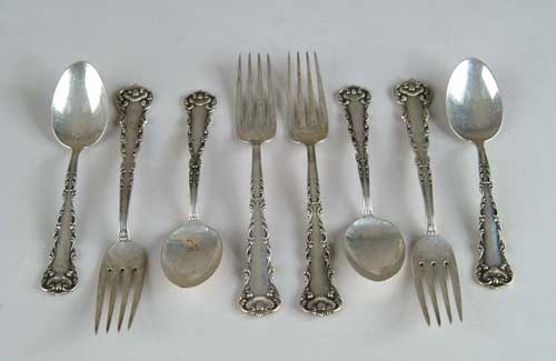 Appraisal: -PIECE PARTIAL STERLING FLATWARE SET KINGS COURT BY FRANK WHITING