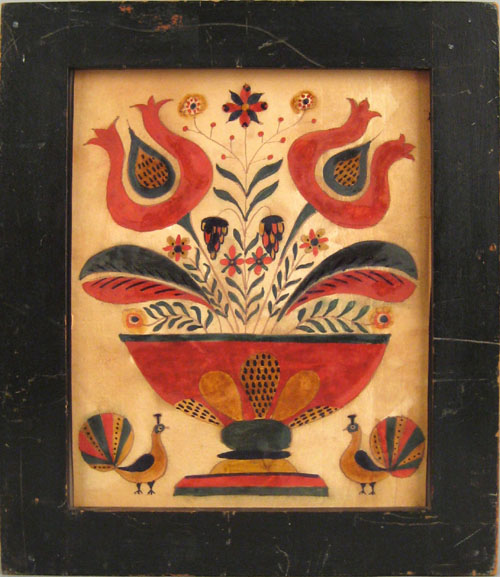 Appraisal: Pennsylvania watercolor fraktur possibly by David Ellinger early th c