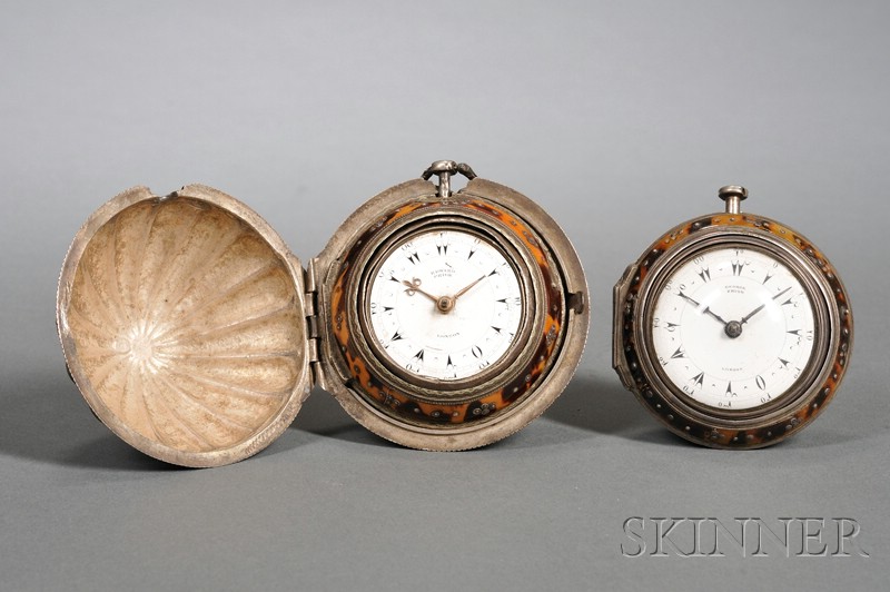 Appraisal: Two English Moorish Market Shell and Silver-cased Pocket Watches late