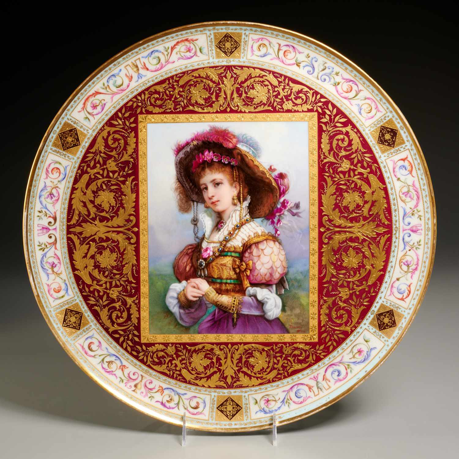 Appraisal: VIENNA PORCELAIN PAINTED PORTRAIT PLATTER th c Austrian hand-painted portrait