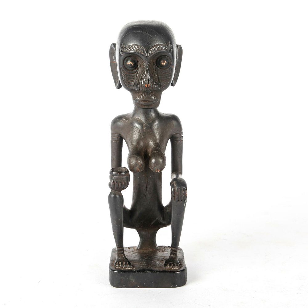 Appraisal: WOODEN AFRICAN FEMALE FIGURINE Wooden hand carved painted figurine of