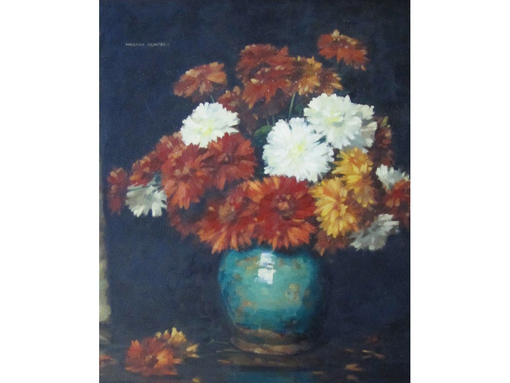 Appraisal: WILLIAM HUNTER c - CHRYSANTHEMUMS Oil on canvas signed x