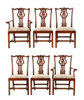 Appraisal: Set Mahogany Chippendale Style Dining Chairs English late th century