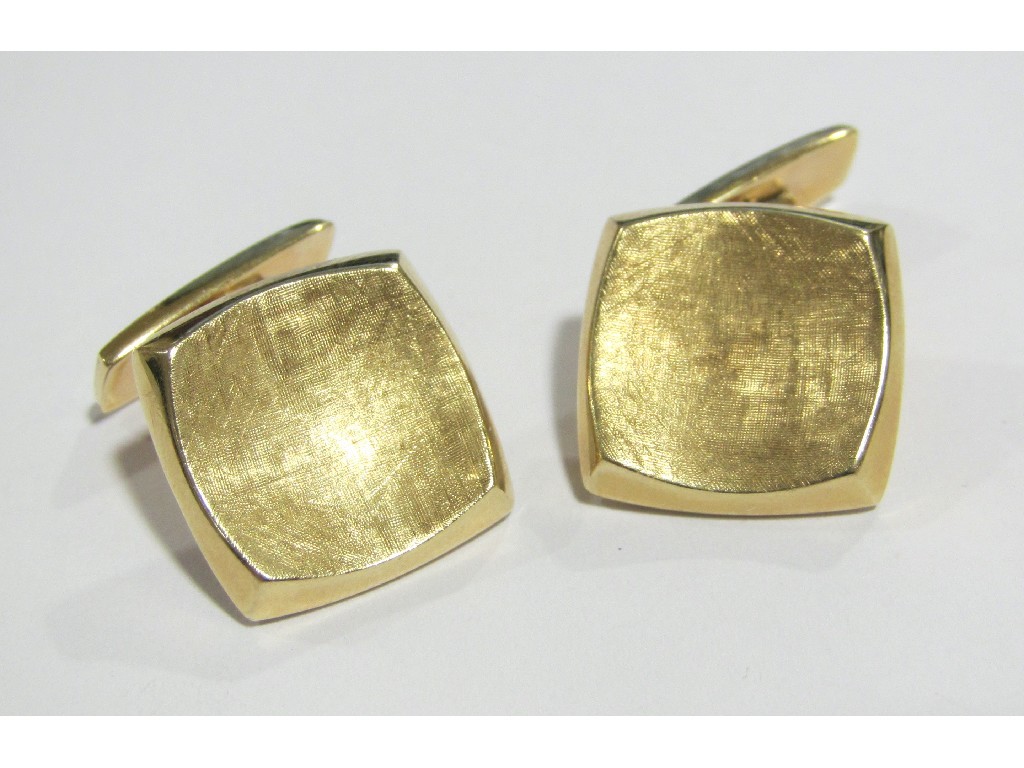 Appraisal: Pair of ct gold cuff links of square form with