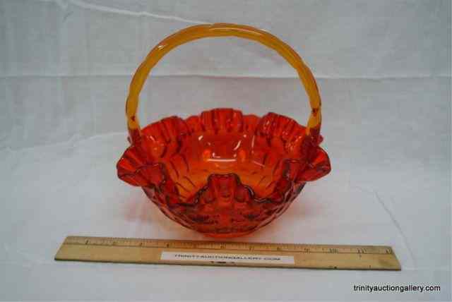 Appraisal: c 's Fenton Glass Amberina Thumbprint BasketProduced in the USA