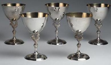 Appraisal: SET OF TWENTY-FOUR AMERICAN SILVER AND SILVER-GILT WINE STEMS REED