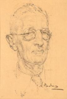 Appraisal: Nicolai Fechin - Man with Glassescharcoal on paper inchessigned lower