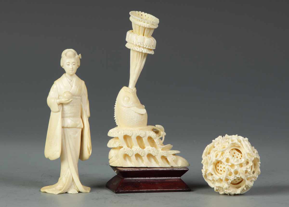 Appraisal: Group of Carved Ivory Pieces Group of Carved Ivory Pieces