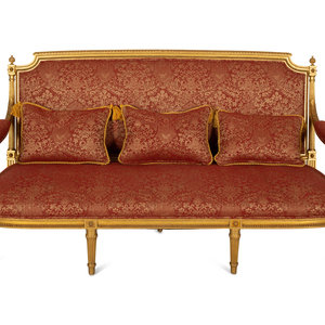 Appraisal: A Louis XVI Style Giltwood Canape Circa Height x width