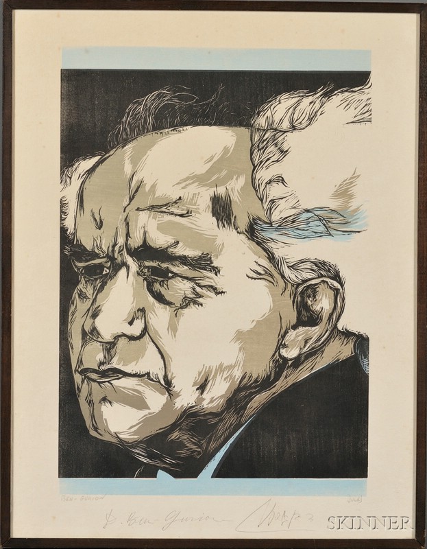 Appraisal: Mervin Jules American - Ben Gurion Signed Jules in pencil