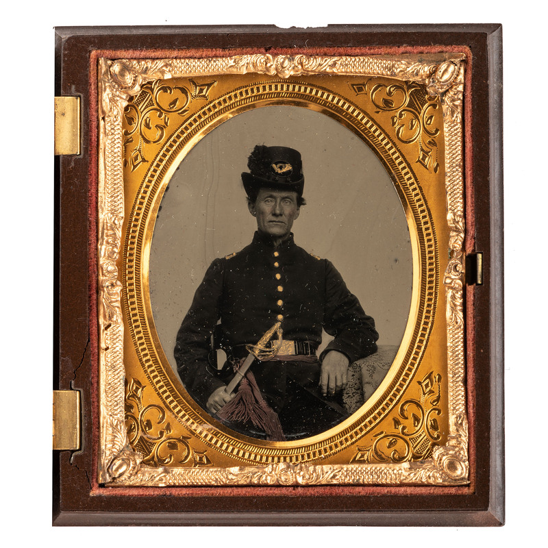 Appraisal: CIVIL WAR Sixth plate tintype of Union officer with sword