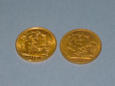 Appraisal: TWO GOLD SOVEREIGNS dated and