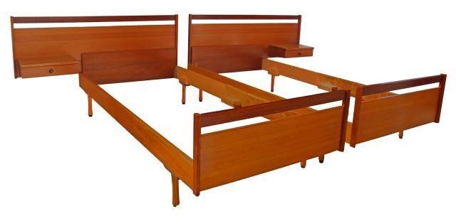 Appraisal: pair Italian mid-century modern beds c s teakwood frame each