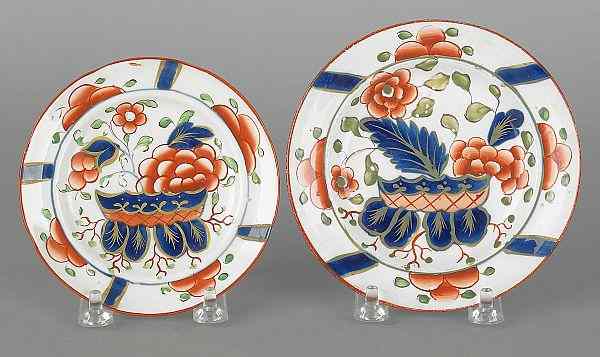 Appraisal: Two Gaudy Dutch war bonnet toddy plates th c dia