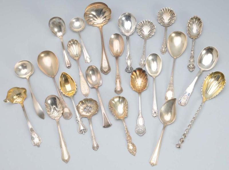 Appraisal: Lot of Silver Condiment Pieces Description Lot includes sugar spoons