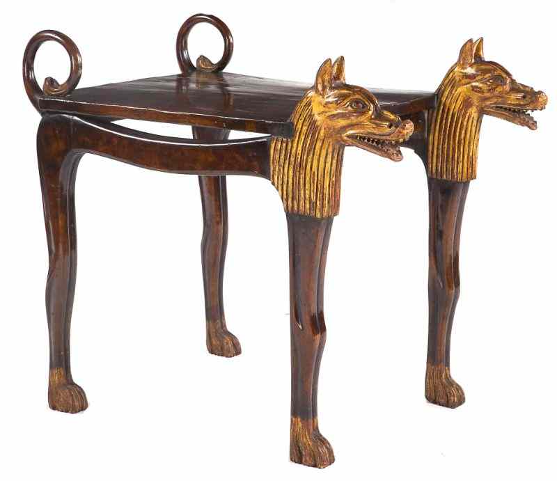 Appraisal: Egyptian Revival Stoolexotic hardwood early th century front legs with