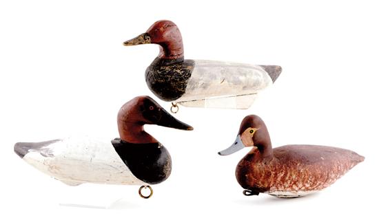 Appraisal: Collection of working decoys canvasback attributed to Madiso Mitchell Havre