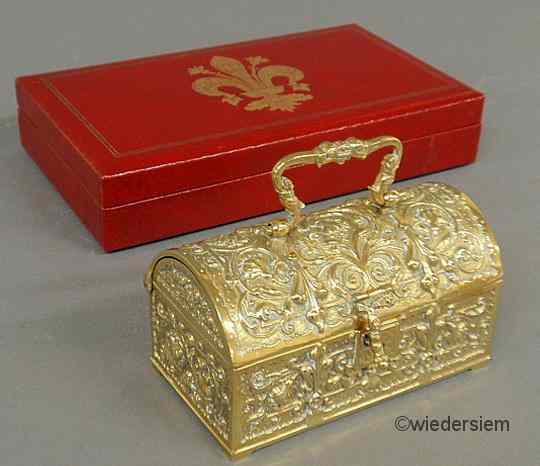 Appraisal: Brass jewelry casket ''h x ''w x ''d and a