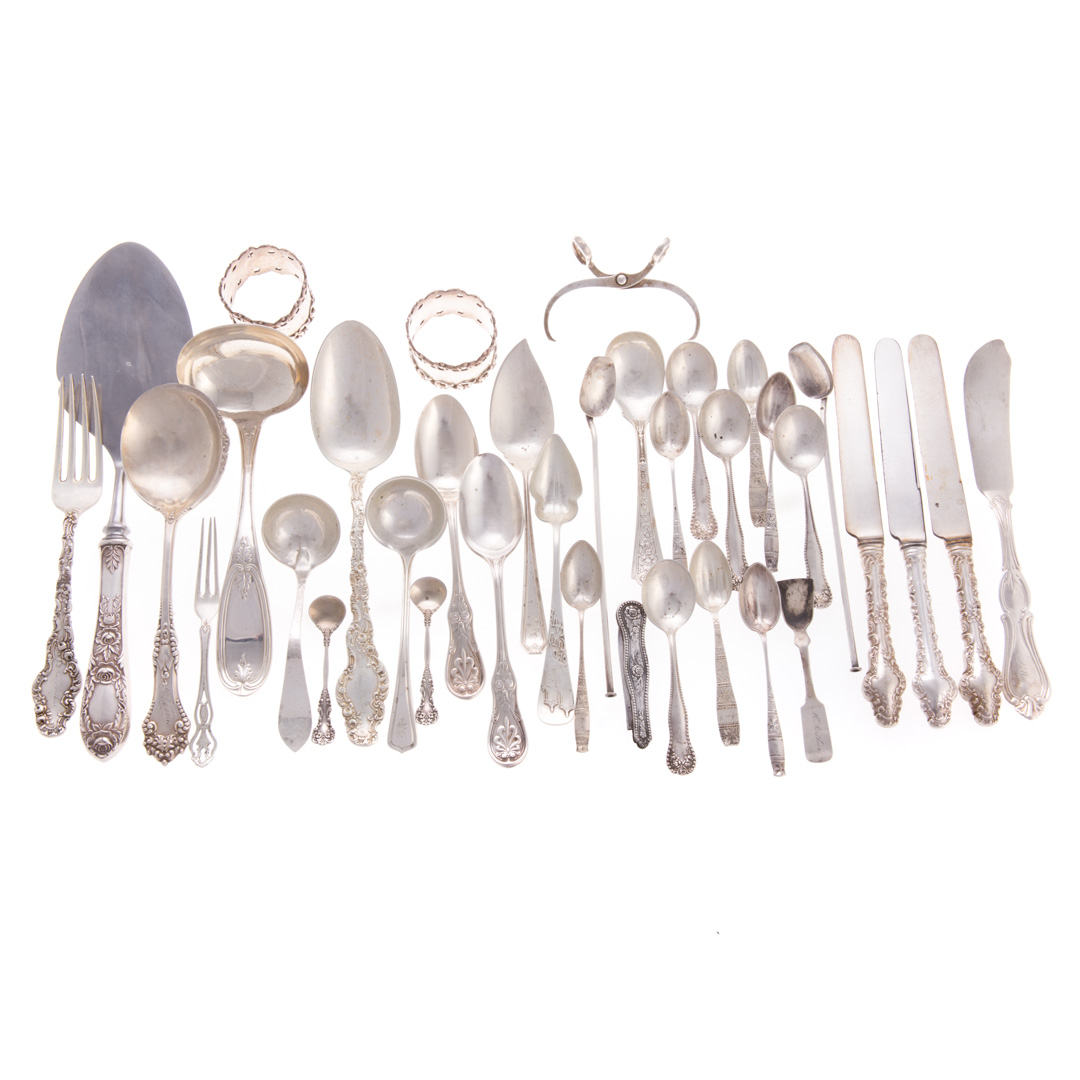 Appraisal: Misc sterling flatware napkins rings pieces including knives forks spoons