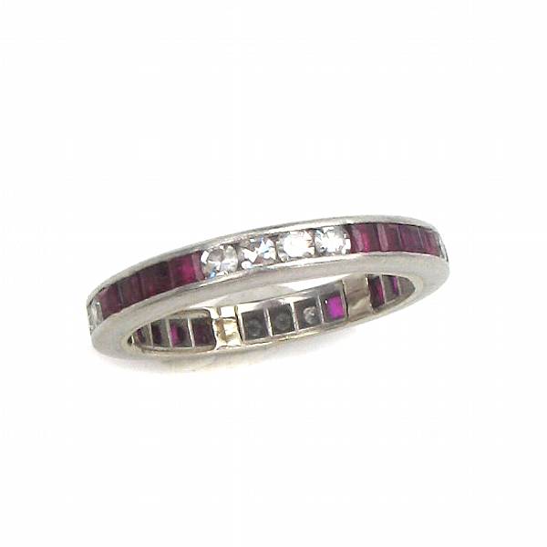 Appraisal: An art deco ruby diamond gold and platinum eternity band