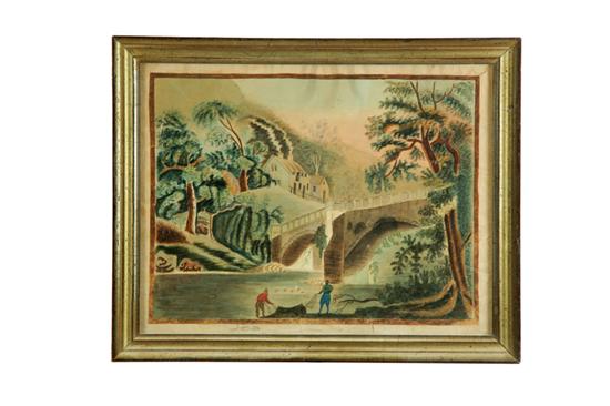 Appraisal: LANDSCAPE WITH FISHERMAN AMERICAN ND QUARTER- TH CENTURY Watercolor on