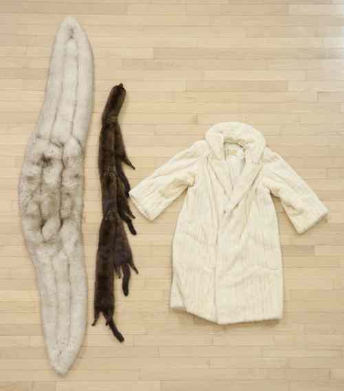 Appraisal: White mink floor length coat together with a mink cape