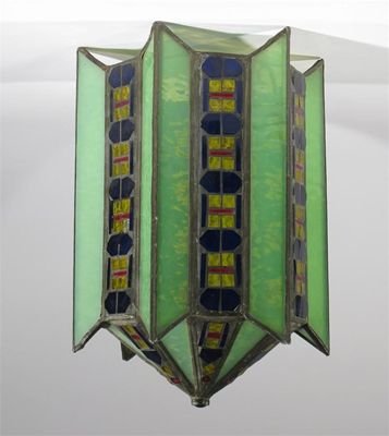 Appraisal: A leaded glass lantern possibly Dutch faceted section with alternate