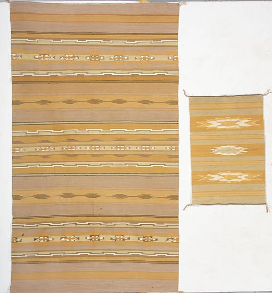 Appraisal: Two Navajo Wide Ruins rugs The larger example by Nora