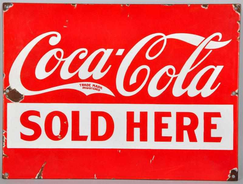 Appraisal: s - s Porcelain Coca-Cola Sign Description Very rarely found