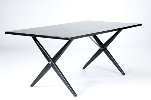 Appraisal: HANS WEGNER ANDREAS TUCK Ebonized oak dining table with tubular